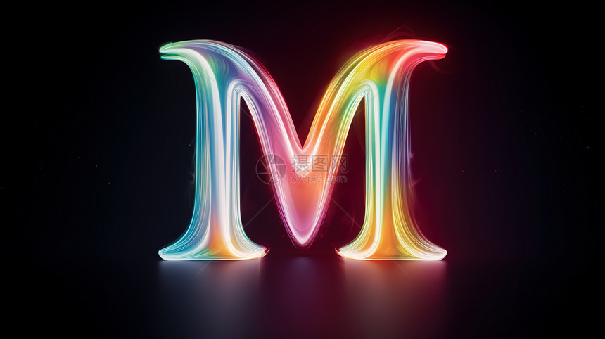 彩虹光波英文字母M图片