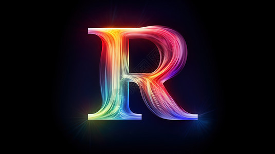 R字母彩虹光波字母R插画