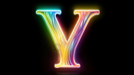 y字母logo设计彩虹光波大字字母Y插画
