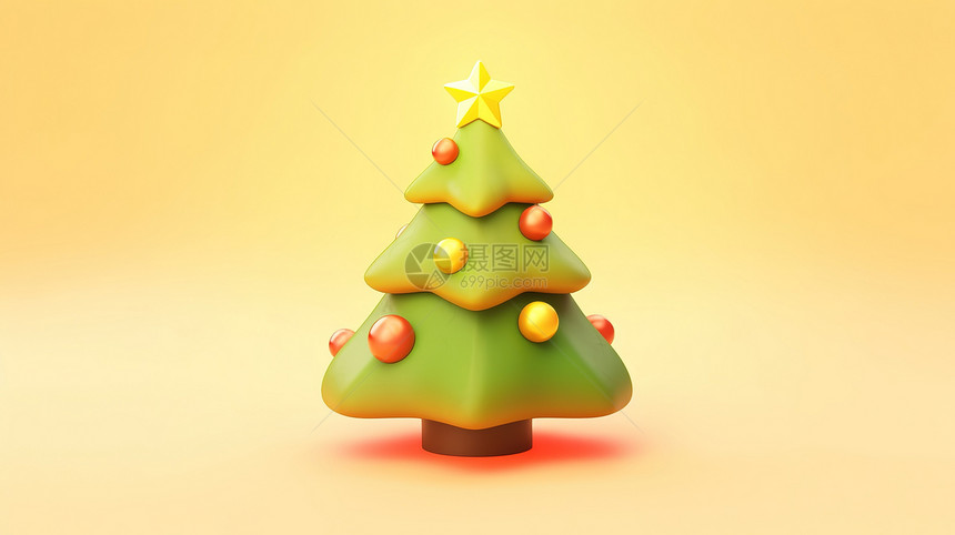绿色3D节日圣诞树图片
