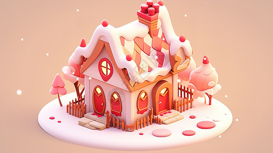 圣诞节3D姜瓶屋背景图片