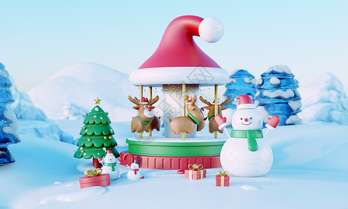 3D圣诞节场景背景图片