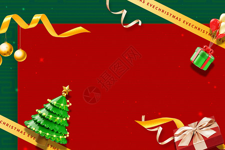 圣诞礼物素材红绿撞色圣诞节背景设计图片