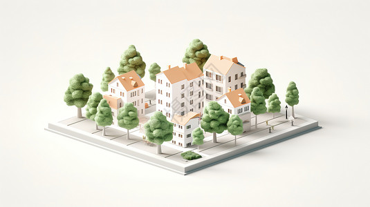 3D绿色环境住宅背景图片