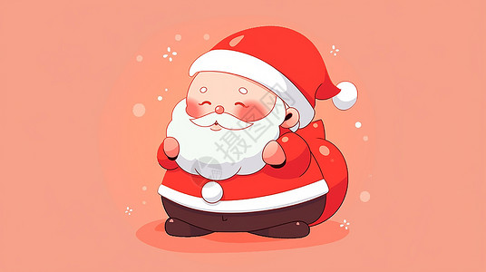 背着圣诞包裹开心笑的可爱卡通圣诞老人背景图片