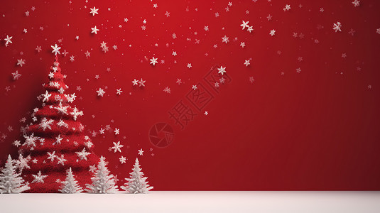 红色圣诞节挂饰圣诞节简约红色背景插画