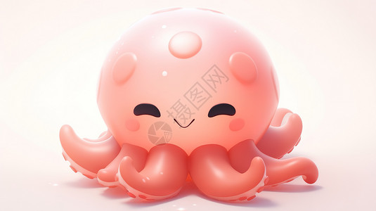 3d海洋背景可爱的3D小章鱼插画