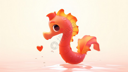 可爱的3D海马背景图片