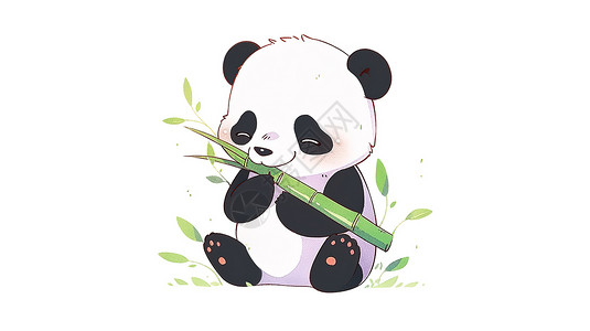 吃竹叶的小熊猫极简小熊猫可爱图标插画