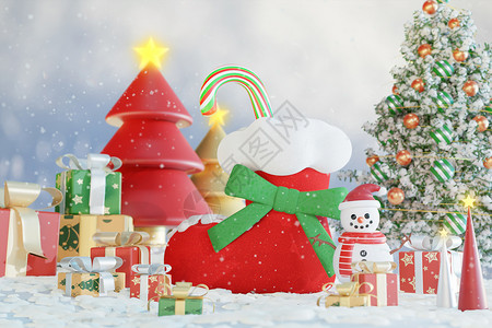 圣诞节拐杖雪地中的圣诞袜设计图片