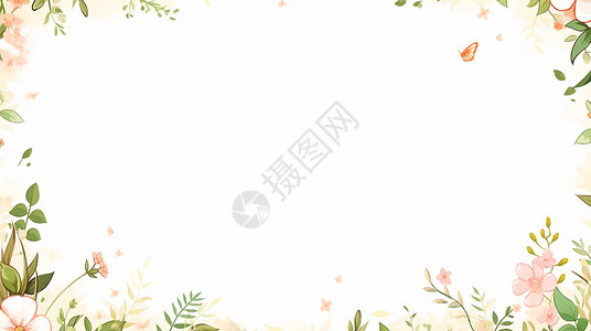 小清新卡通花朵白色背景背景图片