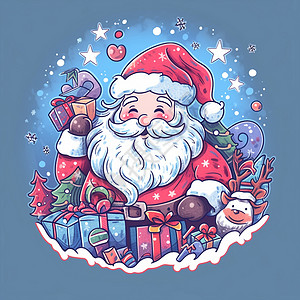 开心笑的白胡子卡通圣诞老人背景图片