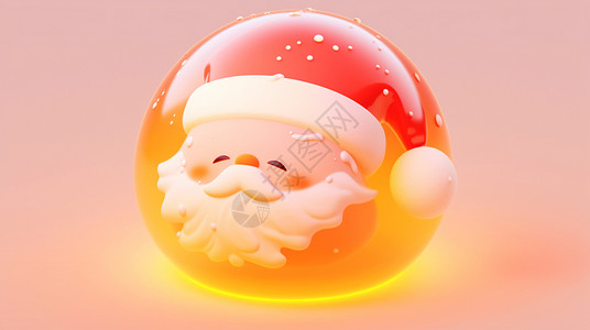 黄色水晶球中可爱的卡通圣诞老人头像高清图片