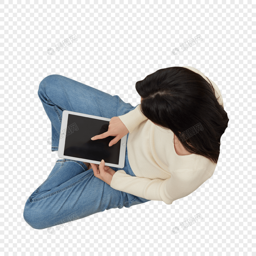 正在使用平板电脑的购物女性图片