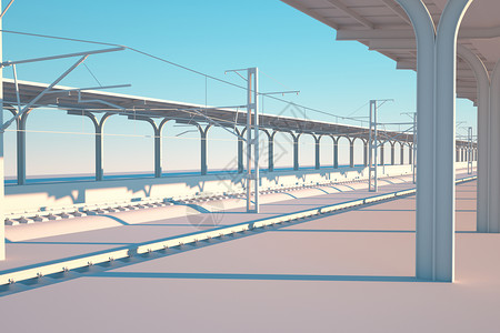 列车站3D车站站台场景设计图片