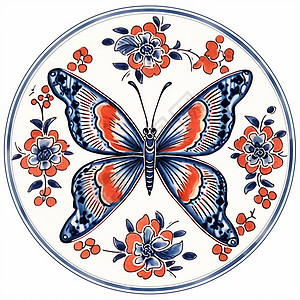 纹理花纹有大大的翅膀的卡通蝴蝶图案插画
