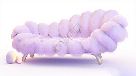 紫色羽毛漂亮的卡通沙发背景图片