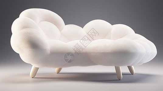 布艺沙发背景云朵造型可爱的立体卡通沙发插画
