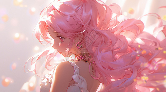 粉色长发漂亮的卡通公主高清图片