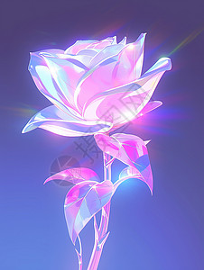 炫彩粉色发光的卡通玫瑰花背景图片