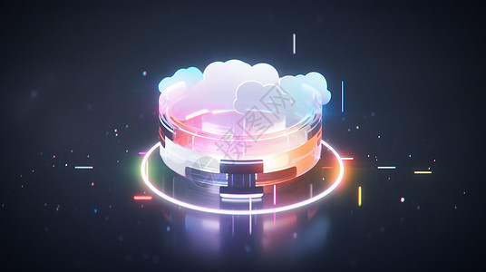霓虹光科技感的卡通云朵背景图片