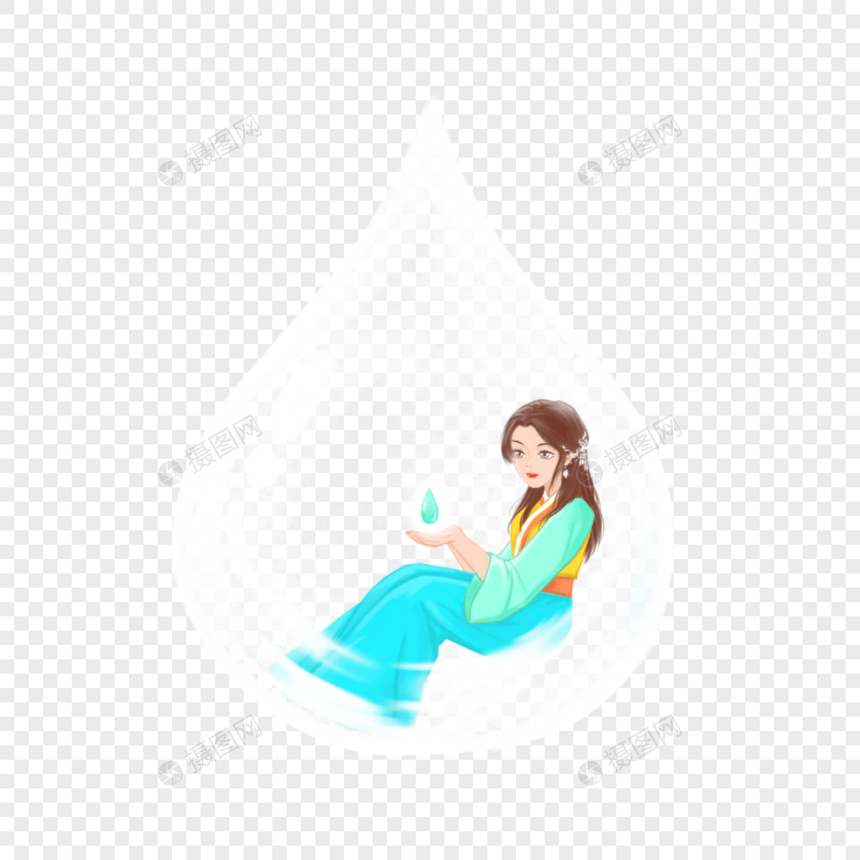 水滴中的女孩图片