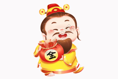 老神仙福禄寿喜财卡通神仙喜庆抱福袋形象gif动图高清图片