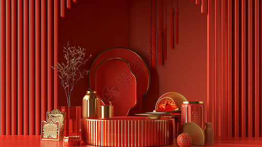 红色年货新春背景背景图片