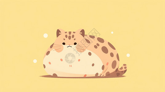 肥胖可爱的黄色卡通豹子趴着背景图片