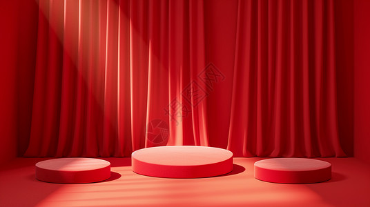 红色喜庆的简约卡通舞台背景高清图片