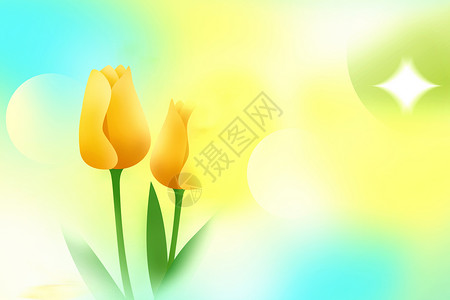两只郁金香弥散风黄色郁金香背景设计图片