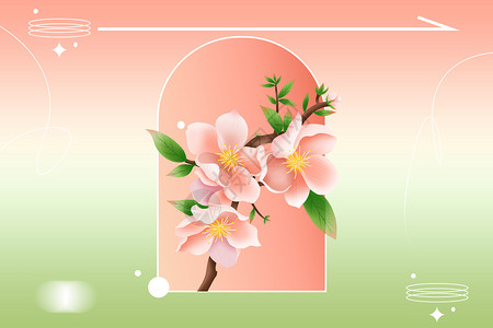 桃花渐变背景清新粉色花朵背景设计图片