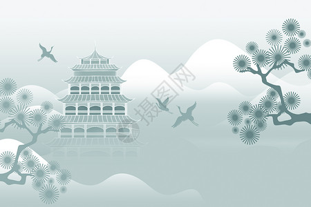 重阳山水风新丑风创意中式山水设计图片