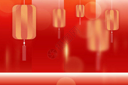 手绘红色龙年灯笼新年喜庆背景设计图片