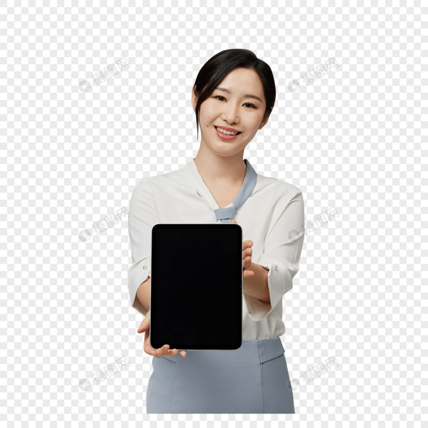 手持平板的商务女性图片