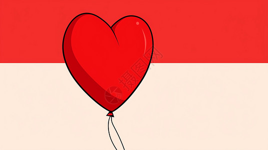 红色爱心线条粗黑色线条简约卡通爱心气球插画插画