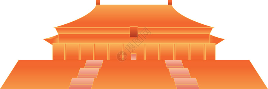 太和殿北京城市建筑群地标天际线矢量插画横板背景图片