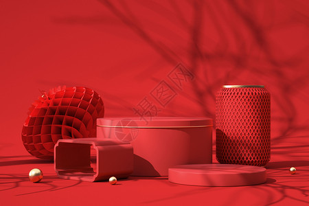 红灯笼素材红灯笼光影展台设计图片