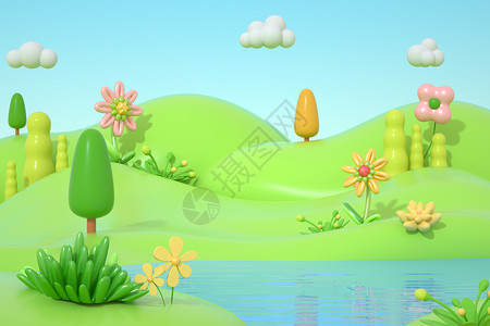 3D立体春季花朵场景设计图片