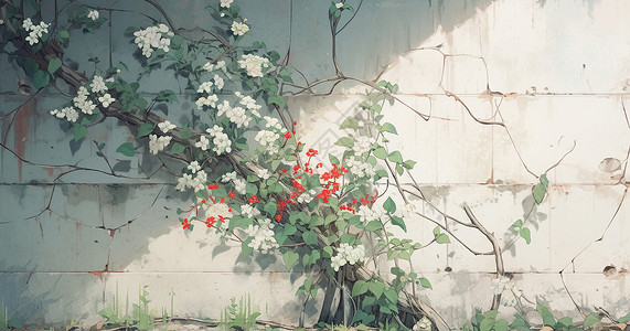墙角的一株植物背景图片