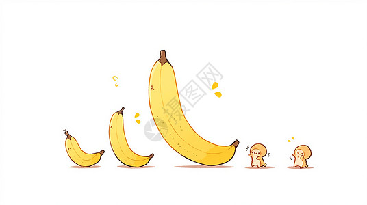 简约可爱的卡通小香蕉与小精灵背景图片
