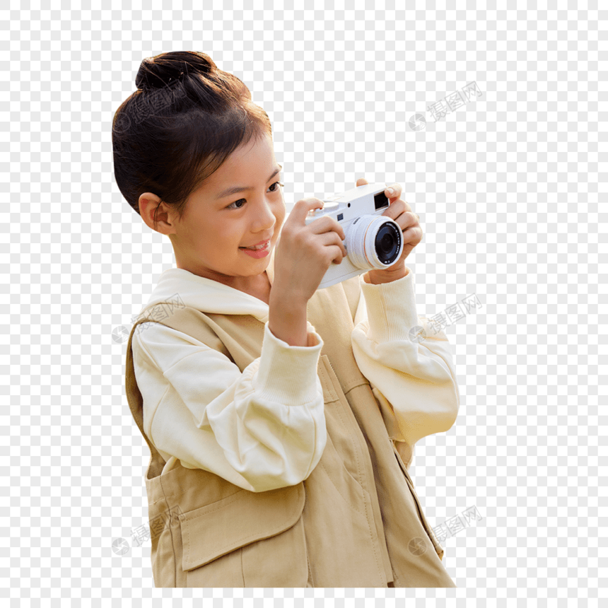 手拿照相机的小女孩图片