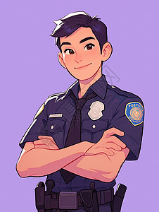 警察人物帅气英俊的卡通警察插画