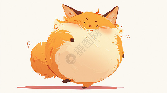 肥胖的卡通小狐狸在开心跳舞高清图片