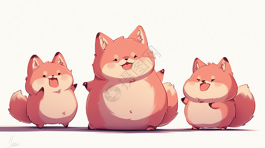 肥胖可爱开心跳舞的卡通小狐狸高清图片