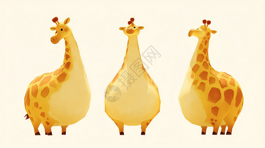 多角度可爱肥胖的卡通长颈鹿背景图片