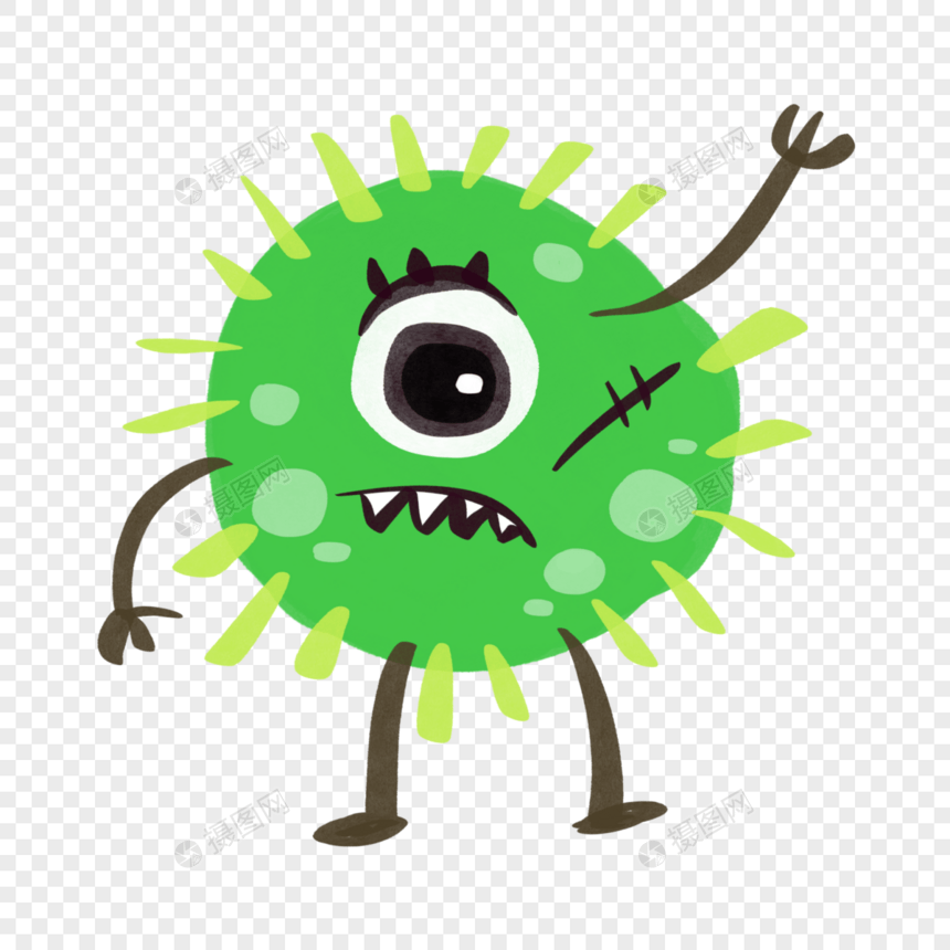 搞怪Q版绿色病毒预防生病图片