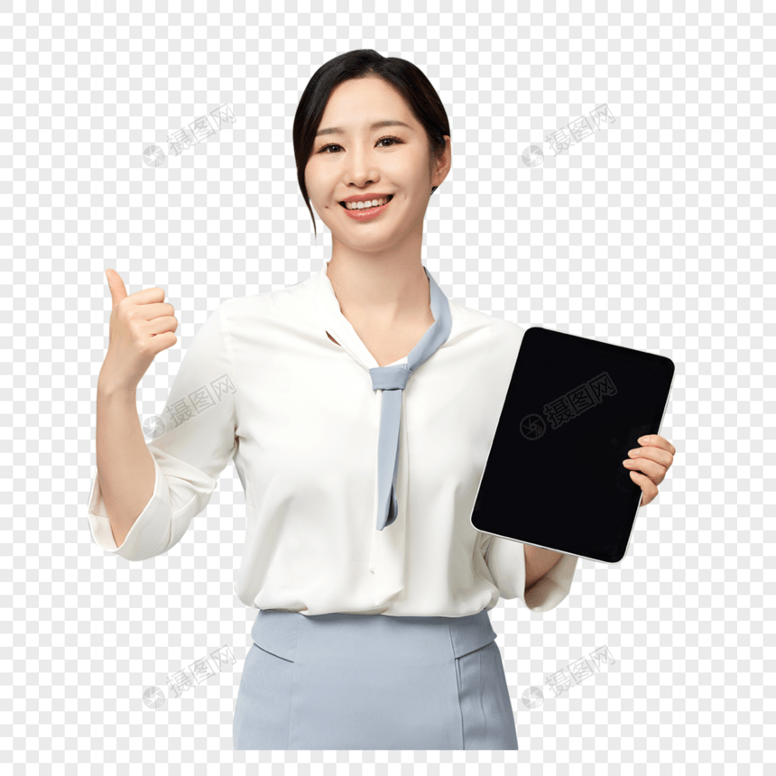 手拿平板自信的商务女性图片