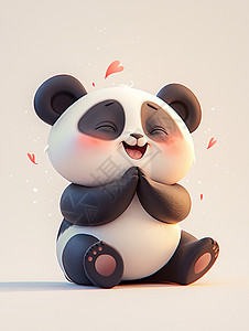 双手合一立体可爱的卡通熊猫背景图片