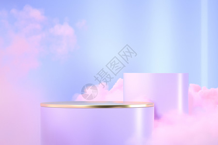 紫色烟雾展台背景图片